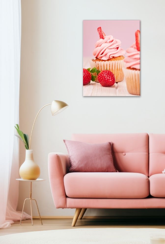 Sweet Strawberry Cupcake Canvas Art
