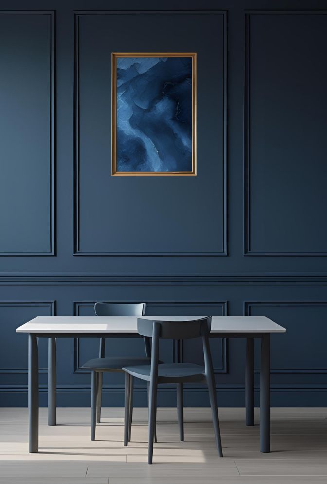 Serene Navy Blue Canvas Art: Coastal Calm for Your Home