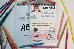 A-Z Coloring Drawing Book Including 26 letters with Relavant Objects Line Sketch