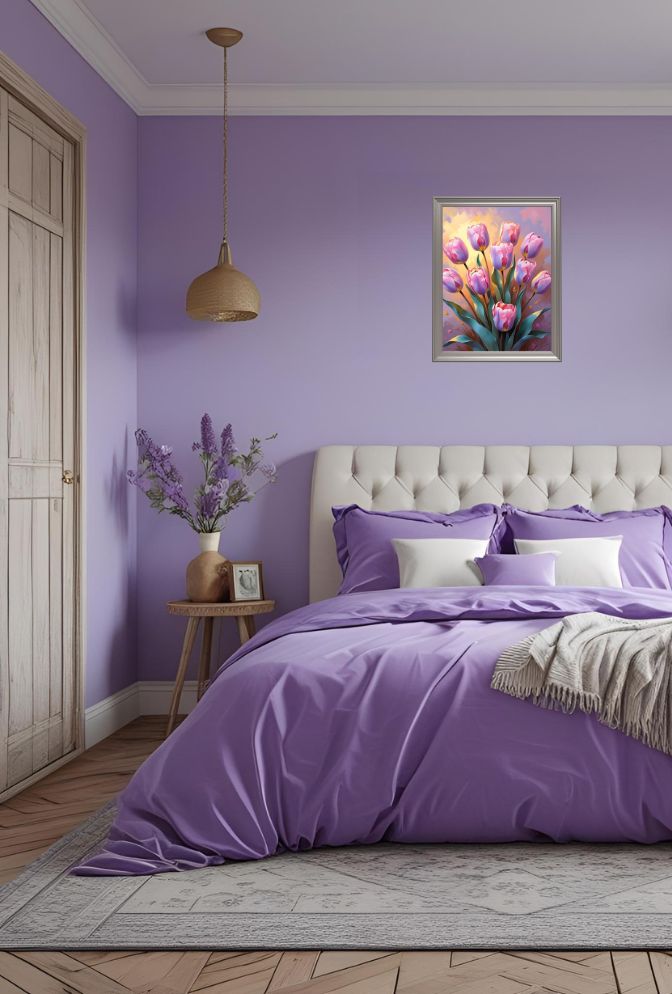 Painted Spring: Purple Tulip Canvas Art