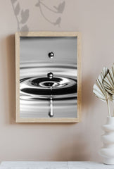 Silver Cascade: Water Drop Canvas Art