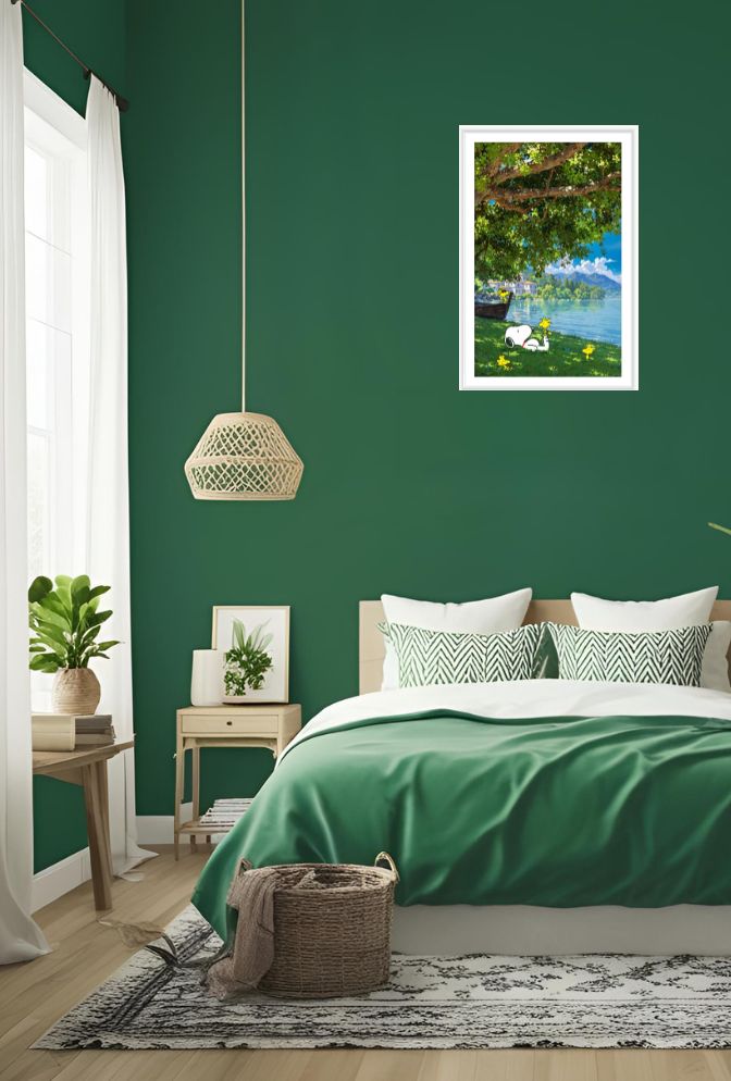 Lakeview Snooze: Serene Snoopy Canvas Art