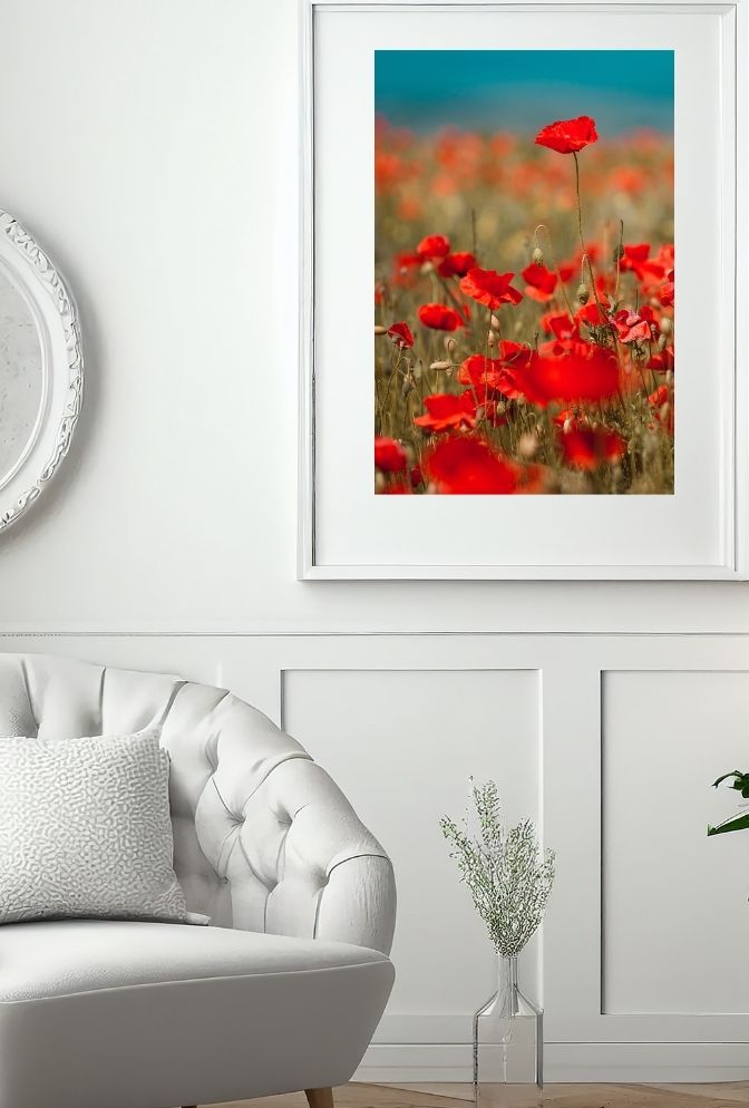 Crimson Bloom Canvas: Vibrant Red Flower Wall Art