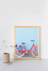 Retro Ride: Red Bicycle Canvas Art
