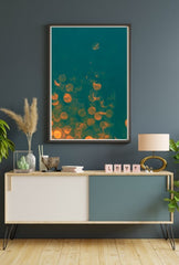 Glimmering Teal Bokeh Canvas Art