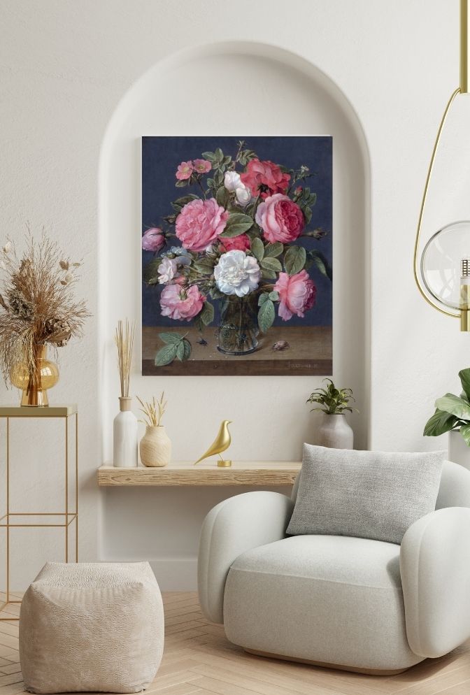 "Rose Reverie" - Wrapped Canvas Wall Art - Vintage Floral Still Life