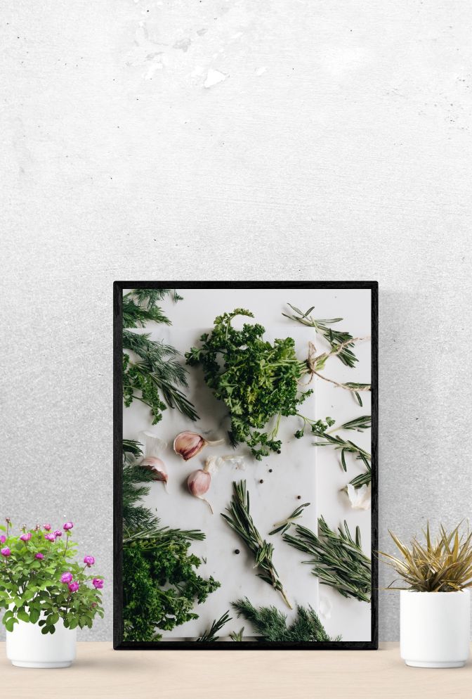 Culinary Canvas: Fresh Herb Wall Art for Kitchen & Dining
