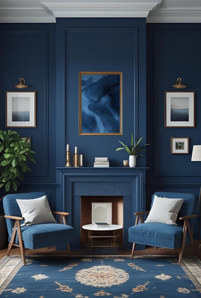 Serene Navy Blue Canvas Art: Coastal Calm for Your Home