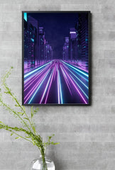 Neon Cityscape: Cyberpunk Drive Canvas Art