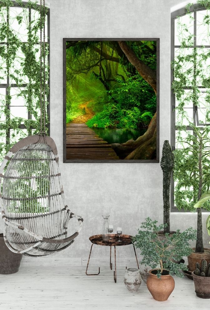 Emerald Pathway: Serene Jungle Canvas Art