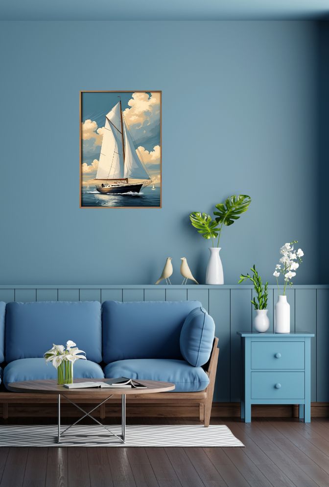 Serene Sailboat Canvas Art: Coastal Escape on Your Walls