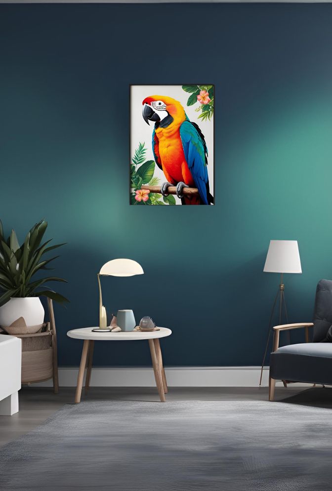 Tropical Serenade: Parrot Canvas Wall Art