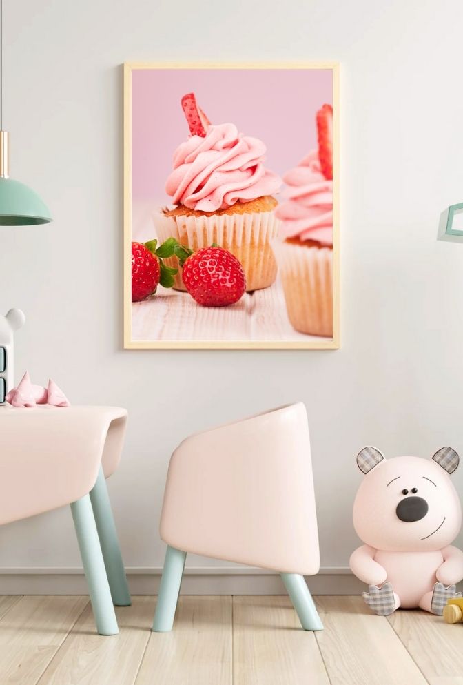 Sweet Strawberry Cupcake Canvas Art