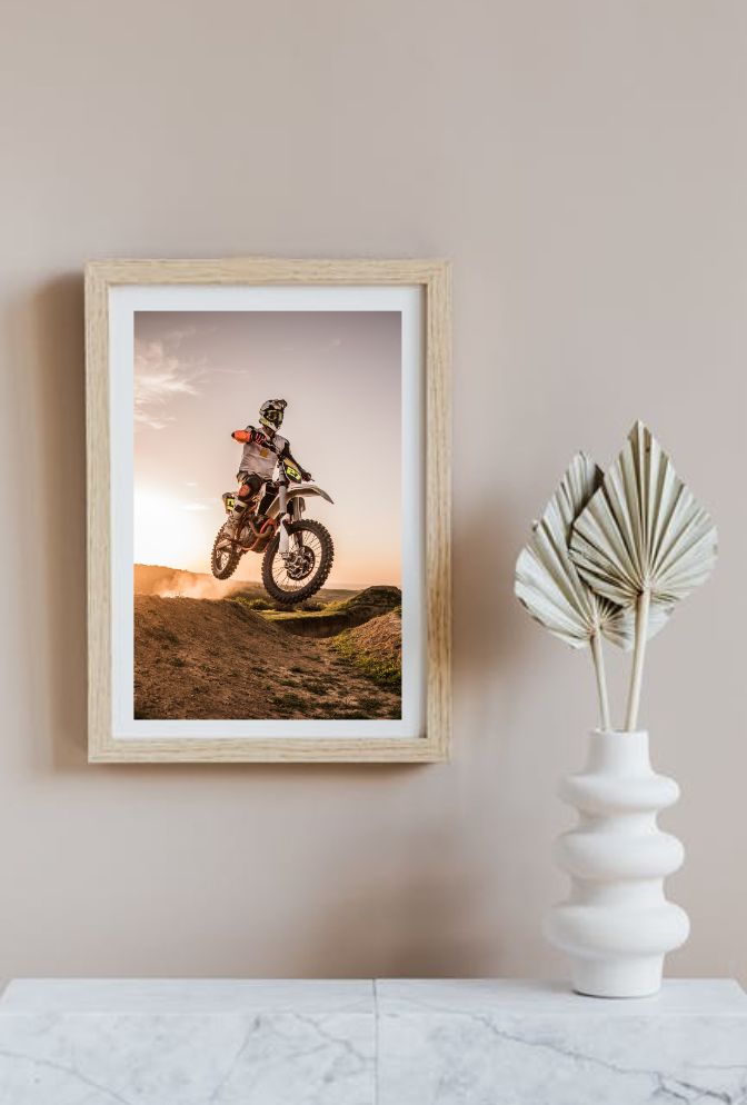 Sunset Leap: Dirt Bike Canvas Art