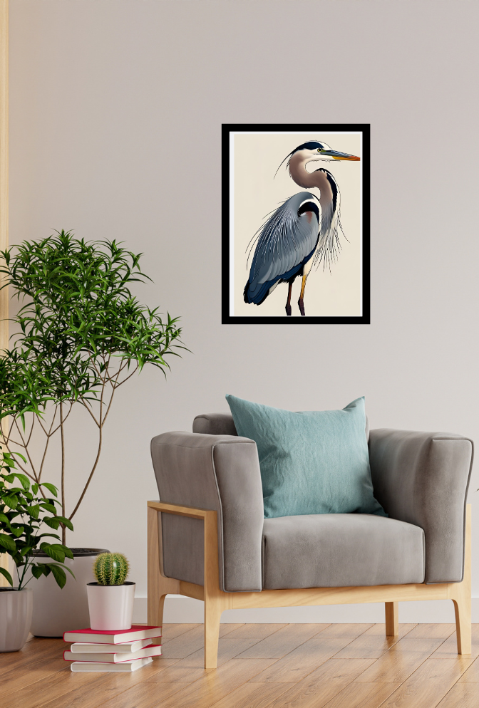 Heron Canvas Wall Art Poster