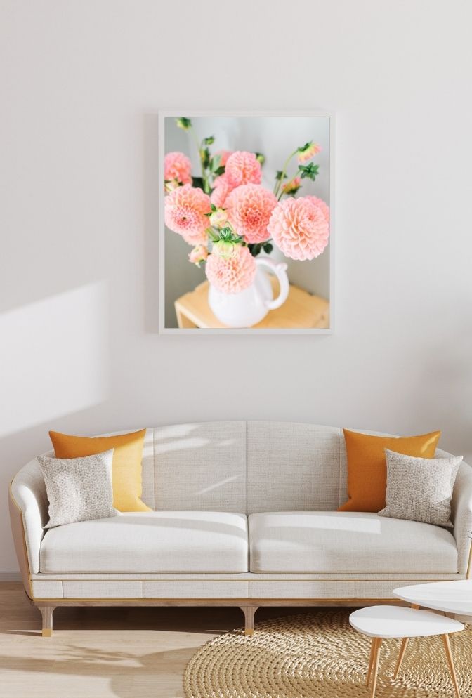 Blush Dahlia Bloom Canvas Art