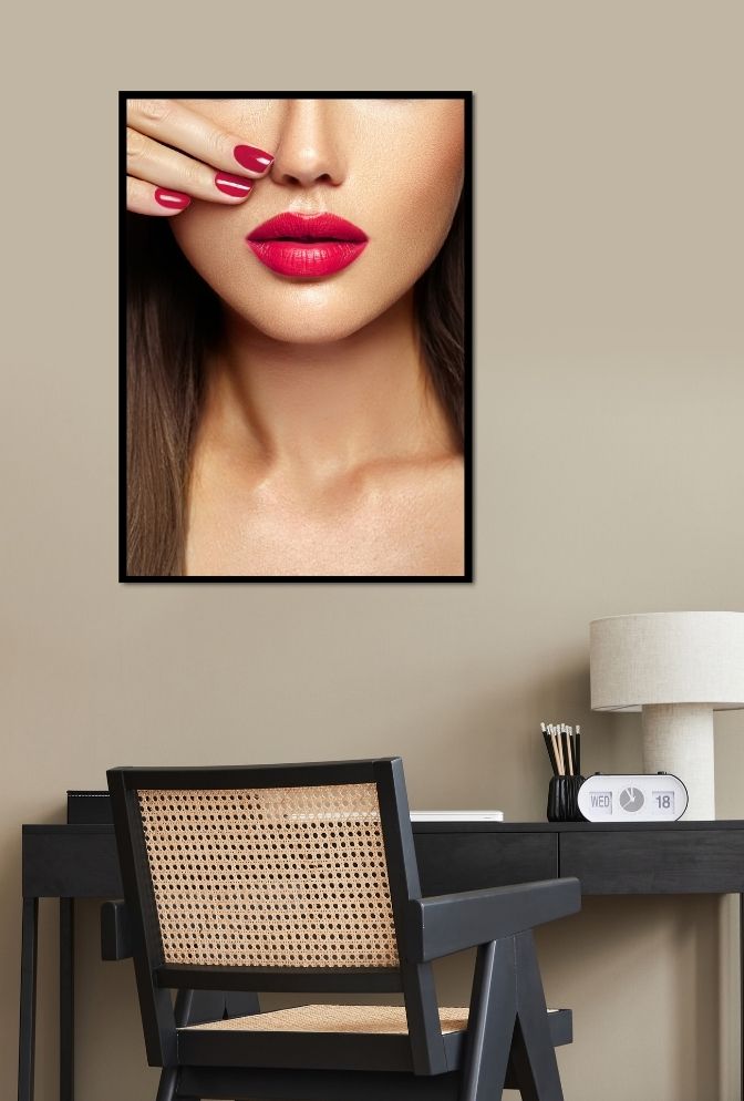 Crimson Kiss: Bold Lip Canvas Wall Art
