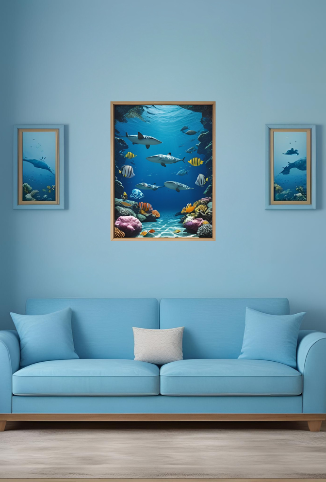 Ganfaner Under the Sea Canvas Wall Art: Shells Whisper, a Tide of Charm on Your Walls