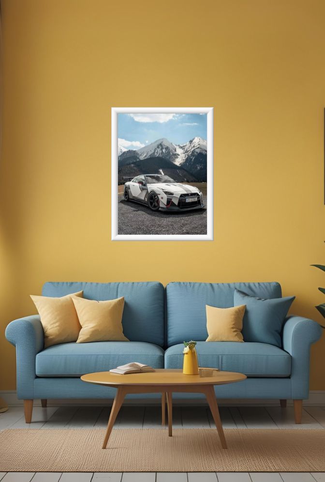 GTR Ascent: Nissan GTR Mountain Canvas Art