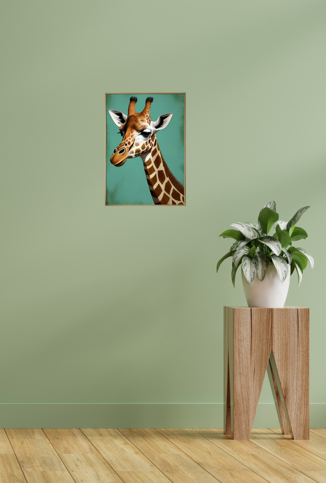 Reach for the Sky: Adorable Giraffe Canvas Wall Art