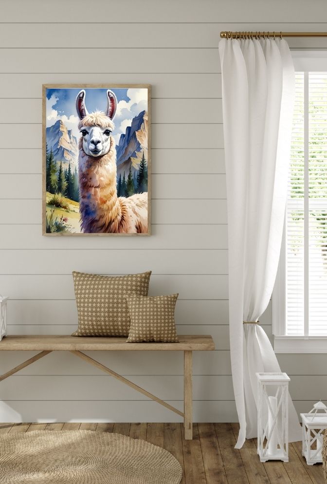 Mountain Majesty: Llama Canvas Wall Art
