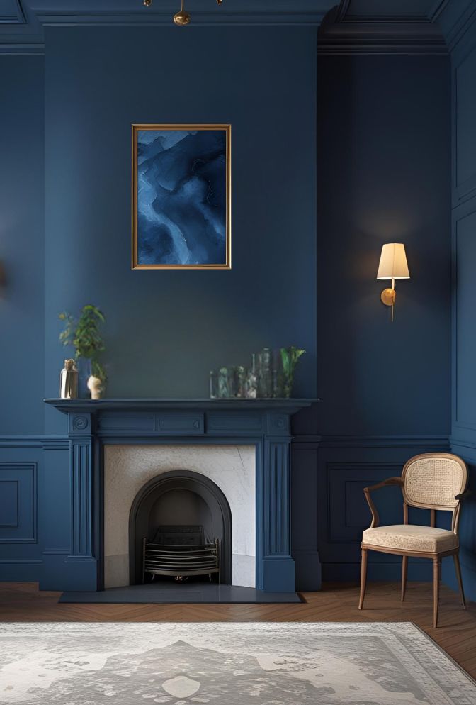 Serene Navy Blue Canvas Art: Coastal Calm for Your Home