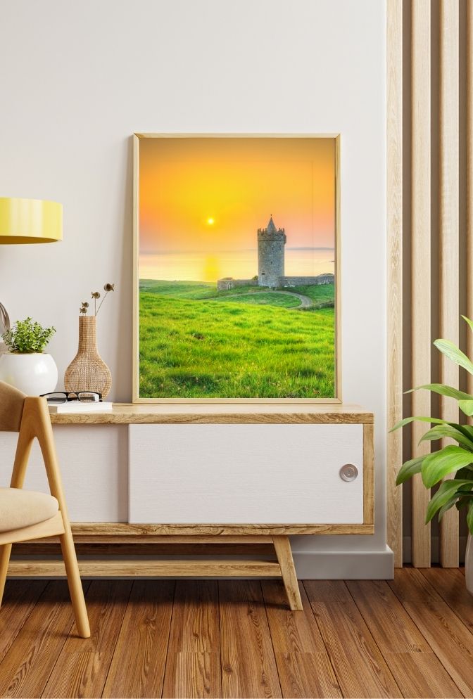 Golden Hour at the Irish Tower: Scenic Canvas Print