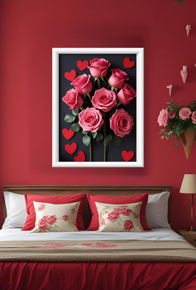 Ganfaner Valentine's Day Canvas Wall Art: Love Stitched in Color, Walls That Blush With Affection