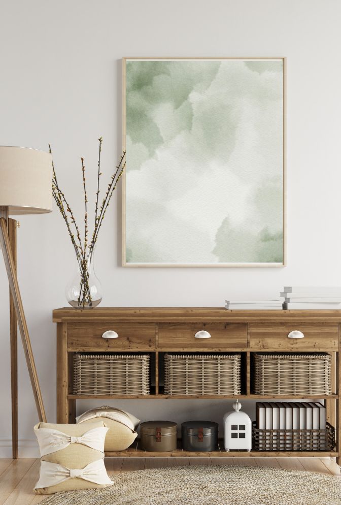 "Serene Sage: Calming Green Canvas Art for Tranquil Decor"