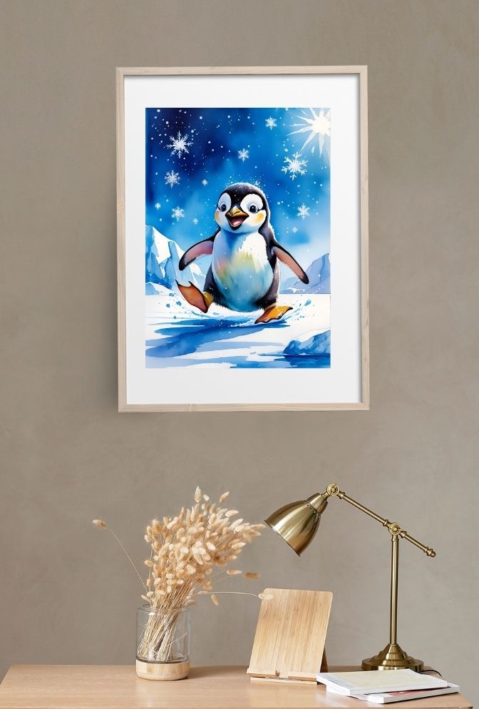 Whimsical Penguin Winter Canvas Art