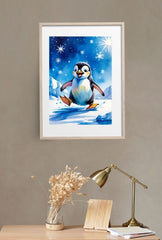 Whimsical Penguin Winter Canvas Art