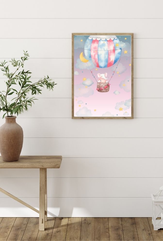 Elephant Dreams: Nursery Balloon Canvas Art