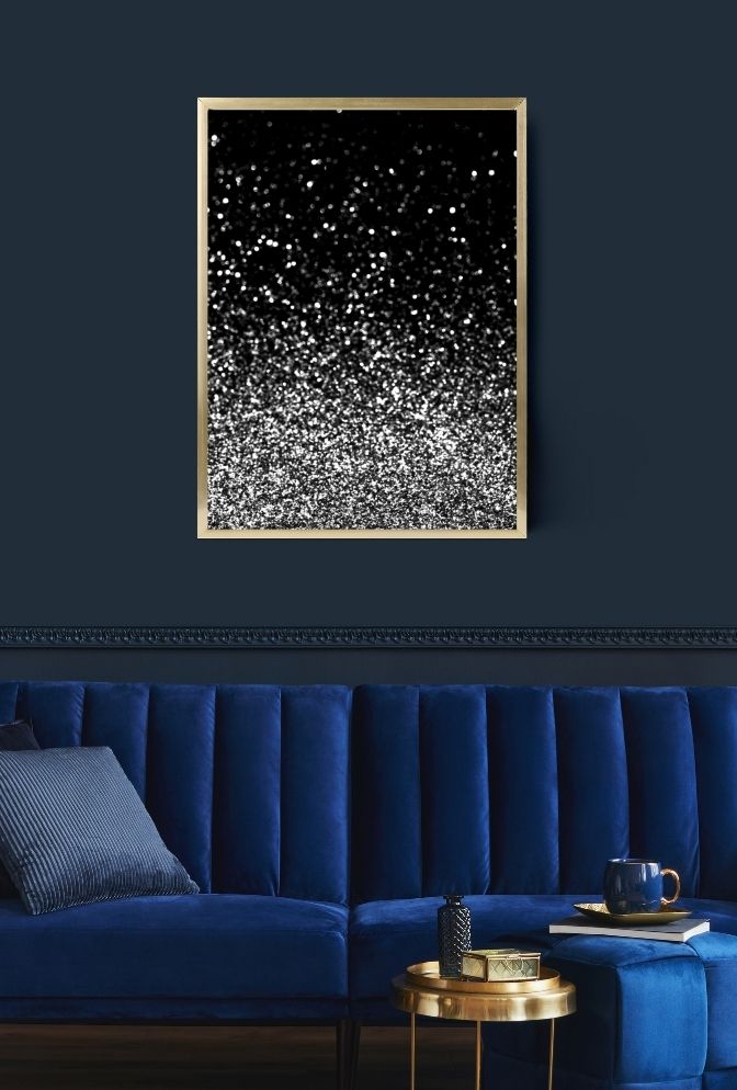 "Dazzling Shimmer: Silver Glitter Canvas Wall Art "