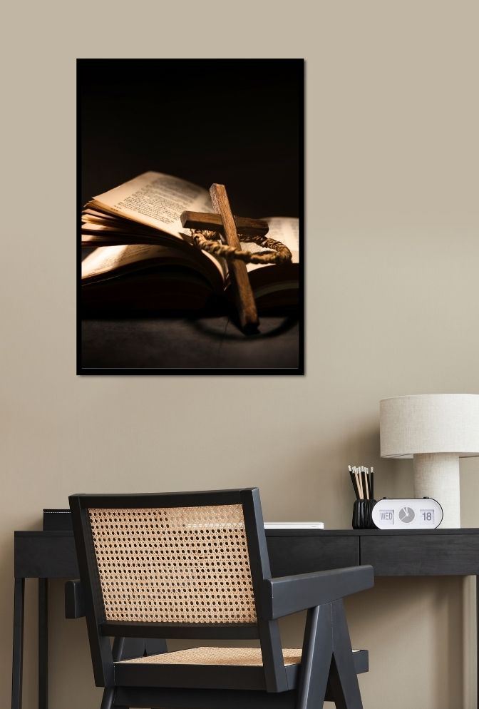 Faith & Light: Scripture Canvas Art - Cross and Open Bible