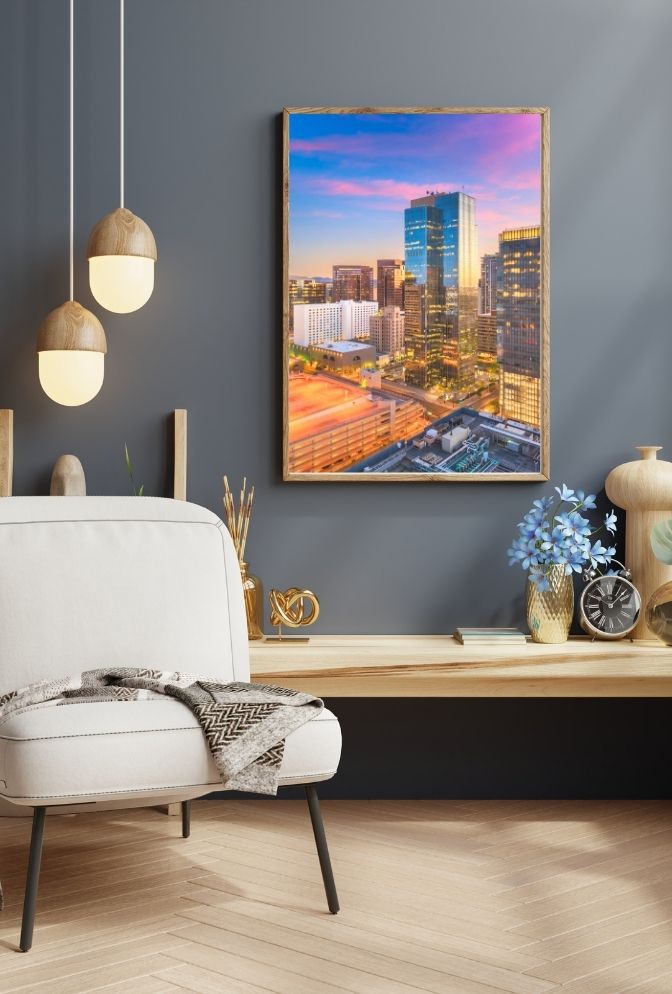 Phoenix Cityscape Canvas Art - Arizona Skyline Sunset Wall Decor
