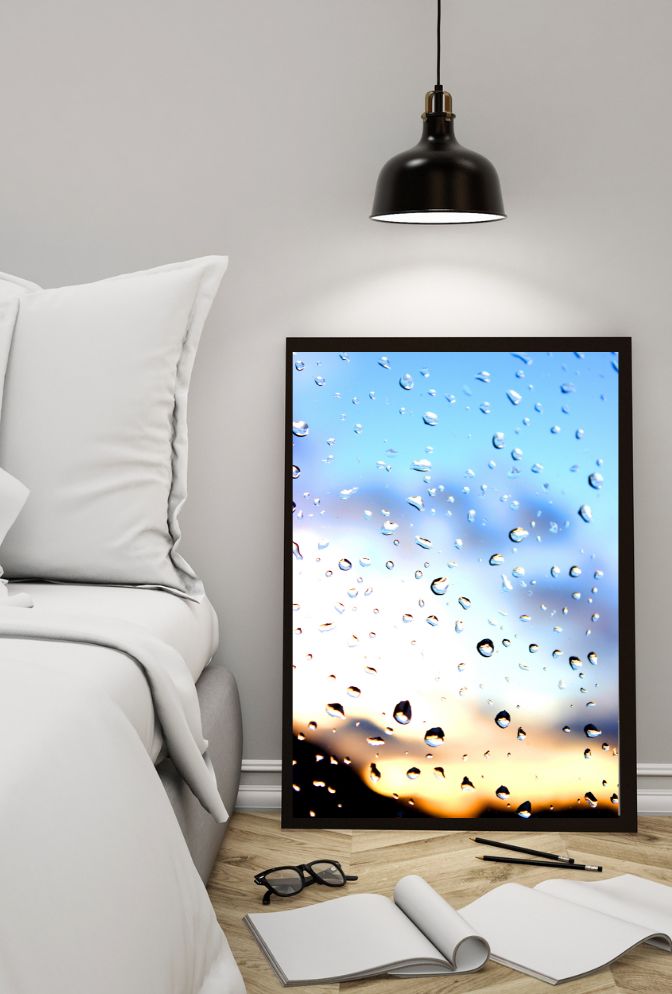 Raindrop Reflections Canvas: Serene Wall Art for Tranquil Spaces