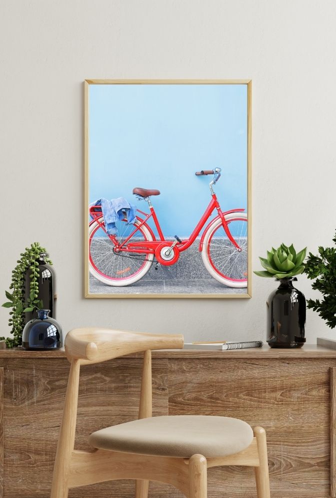 Retro Ride: Red Bicycle Canvas Art