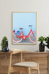 Retro Ride: Red Bicycle Canvas Art