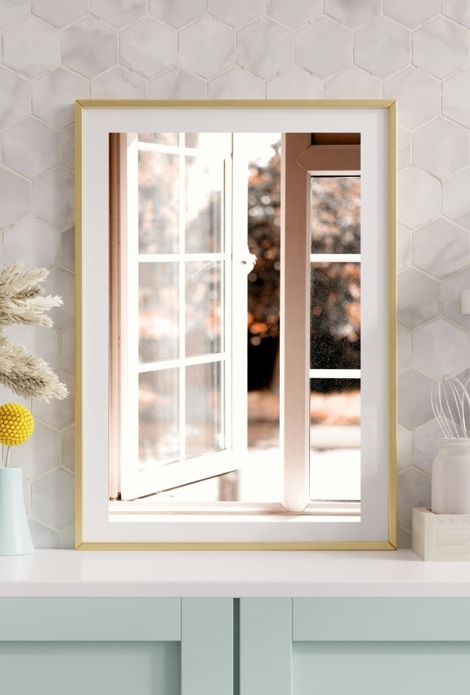 "A Glimpse of Serenity: Open Window Canvas Wall Art"