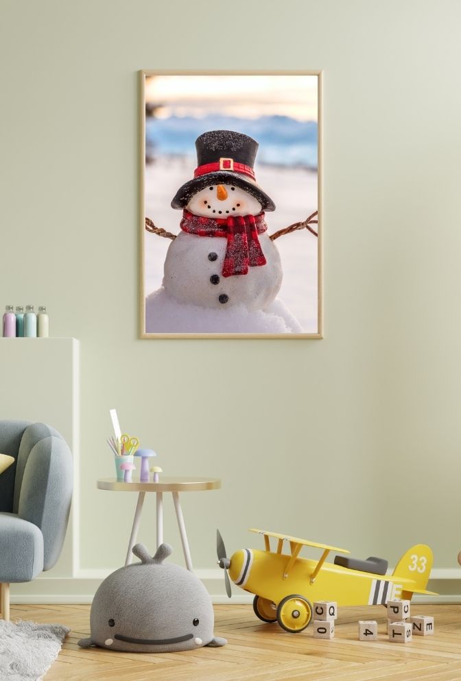 Winter's Charm: Festive Snowman Canvas Art