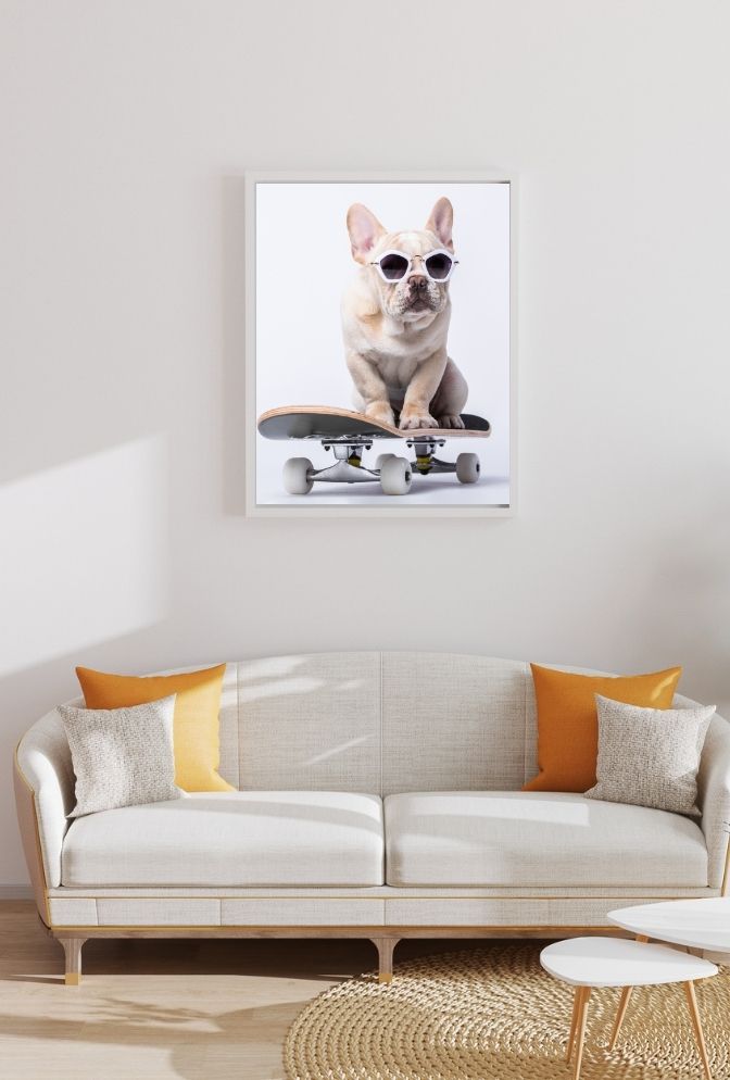 "Skate Paws" - French Bulldog Canvas Art