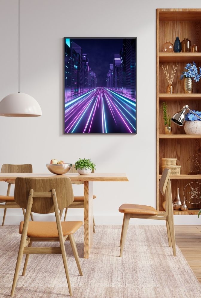Neon Cityscape: Cyberpunk Drive Canvas Art
