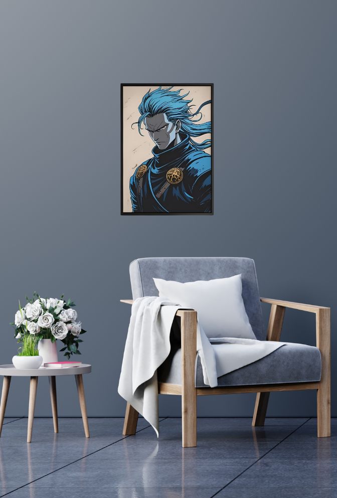 Azure Fury: Warrior Canvas Wall Art