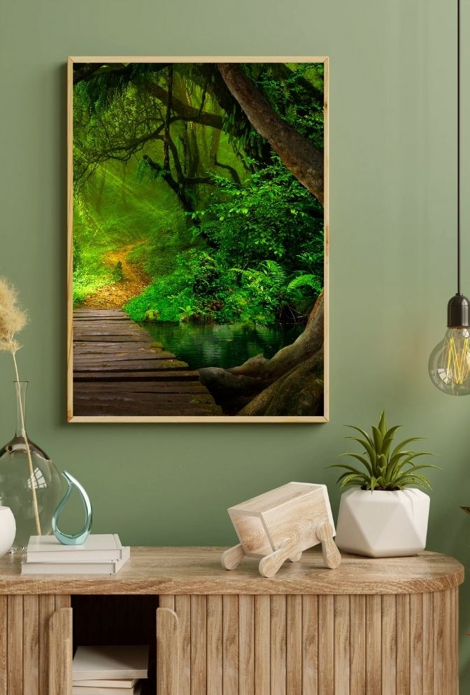 Emerald Pathway: Serene Jungle Canvas Art