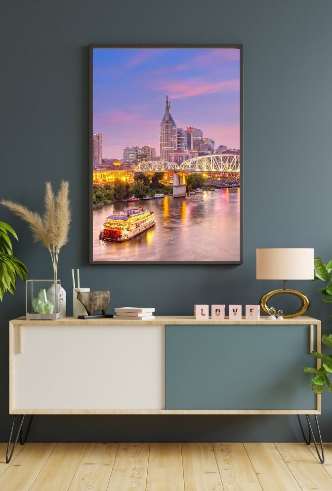 Nashville Twilight: Riverfront Symphony Canvas Art