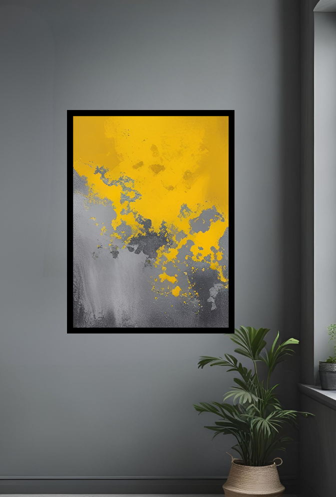 Ganfaner Yellow Grey Canvas Wall Art: Elevate Spaces with Subtle Color