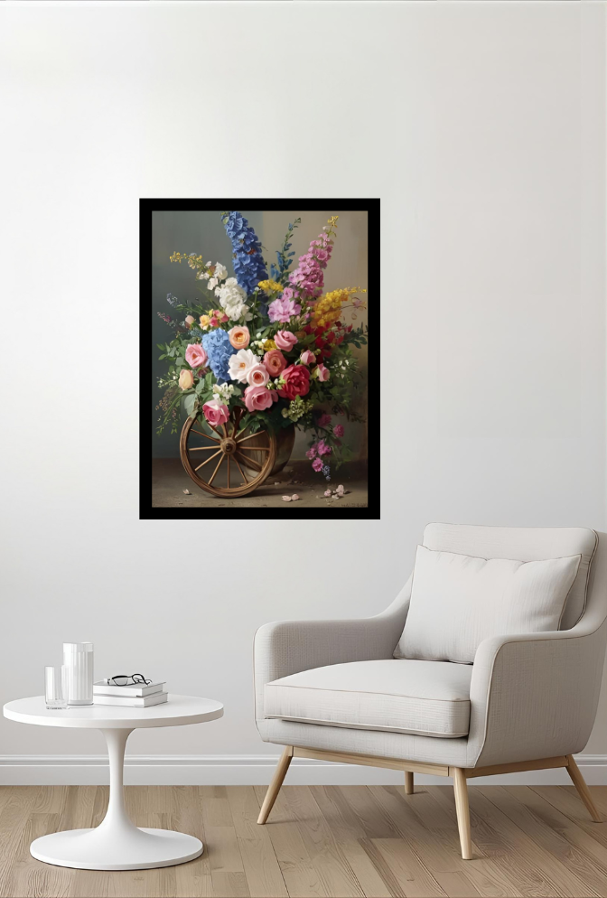 Gorgeous Wall Art Canvas Famous Painting Flower Cart for Cozy Home Touches-Ganfaner