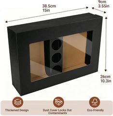 Ganfaner 8PCS Black Cardboard Grazing Box with Clear Lids - 15"x10"x3.5" Disposable Charcuterie Platter Serving Trays, BPA-Free Bakery Boxes for Cookies Cupcakes Pastries Catering Take-Out Parties