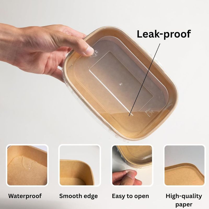 Ganfaner 25oz Disposable Paper Bowls with Lids