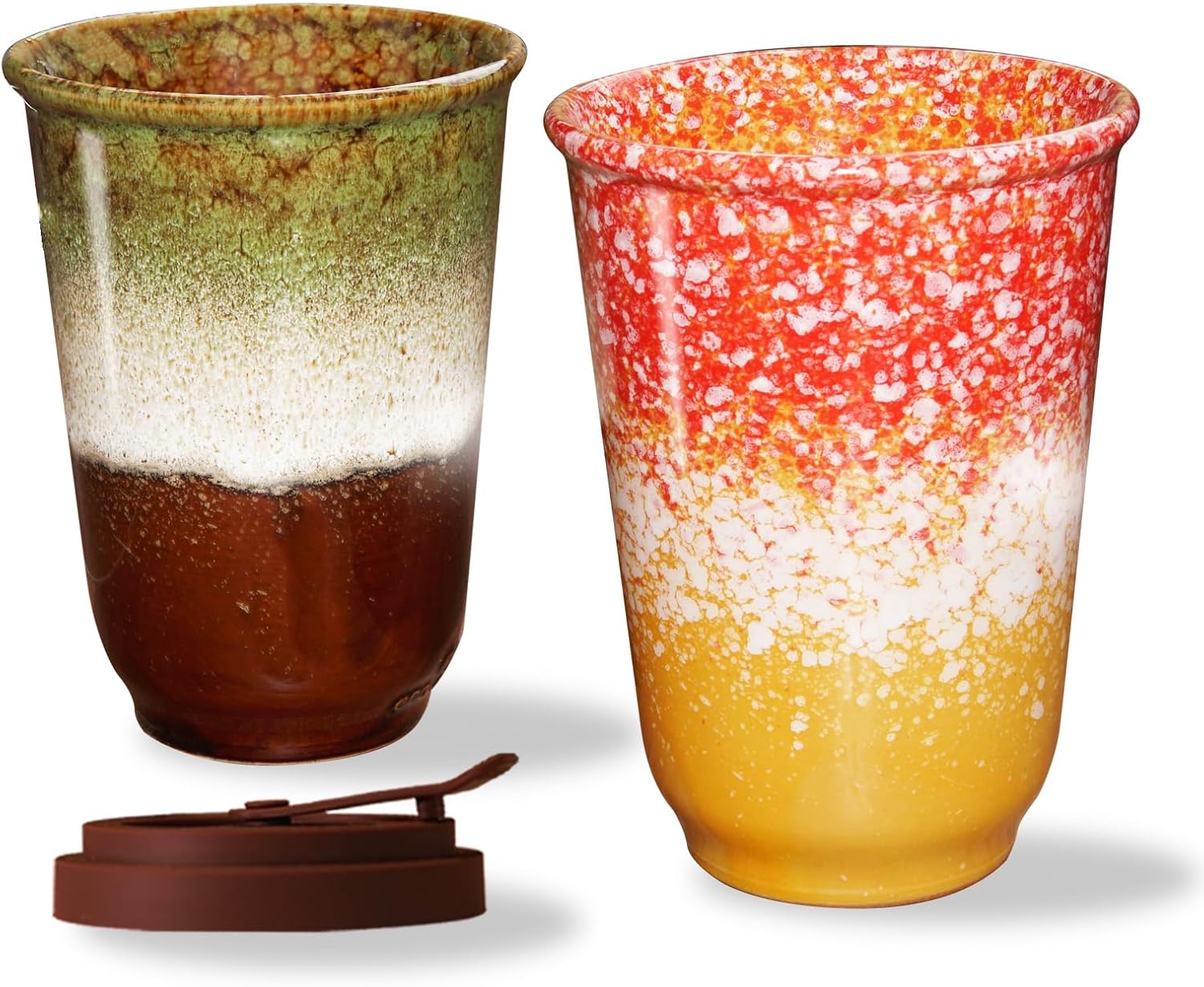 Ganfaner 13oz Ceramic Travel Coffee Mug Set - Modern Large Coffee Mugs